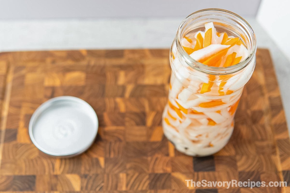 Jar of pickled daikon