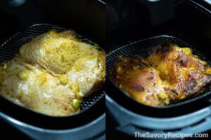 Grilled chicken before and after